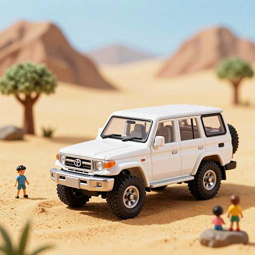 Miniature Toyota Land Cruiser in Sahara Diorama