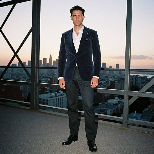 Stylish Man at Sunset Cityscape