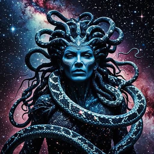 Gorgon with Snake Hair in Galaxy