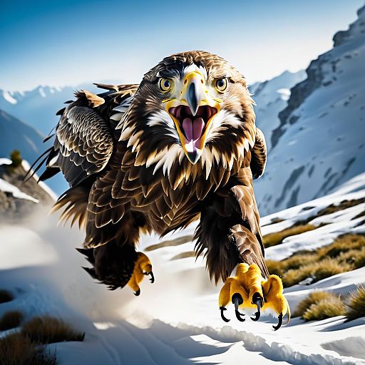 Eagle in Motion on Mountain Top Eagle in Motion on Mountain Top