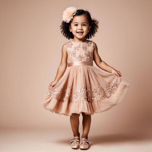 Smiling Toddler Girl in Beige Dress