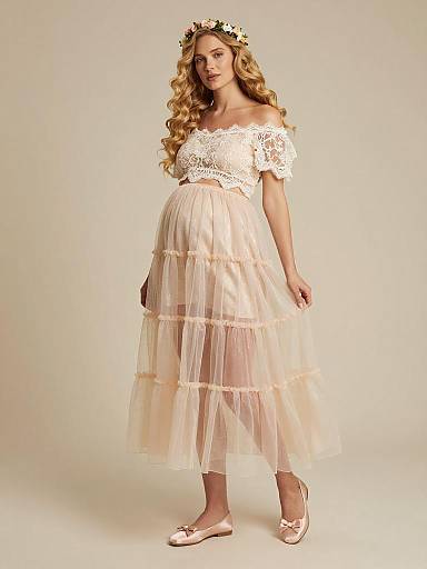 Pregnant Woman in Whimsical Fairy Maternity Outfit