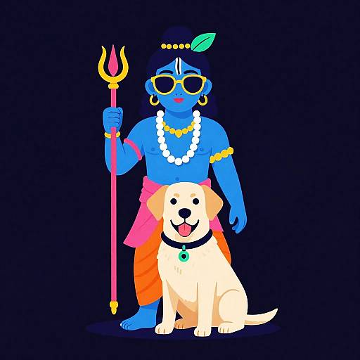 Retro Electric Krsna T-Shirt Design