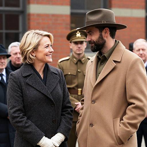 Cheerful Outdoor Portrait by Brick Building