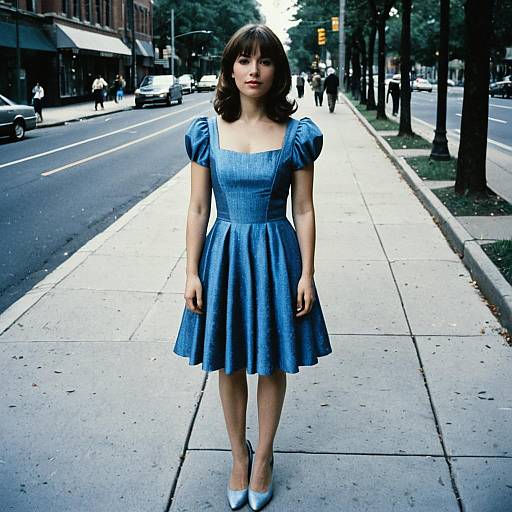 Woman in Silver-Blue Dress