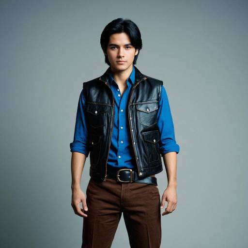 Young Man in Blue Shirt and Leather Vest