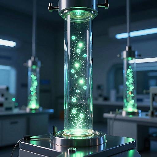 Futuristic Lab with Glowing Particles