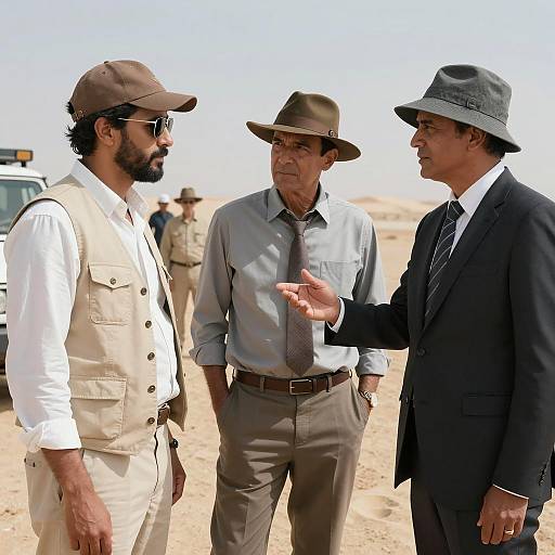Three Men in a Desert Scene