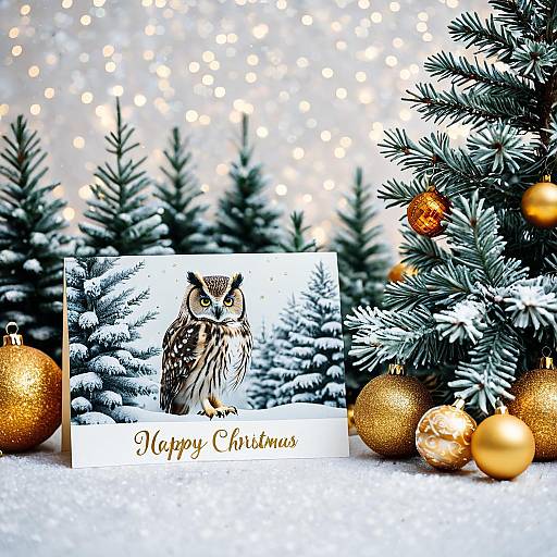 Cozy New Year's Owl on Spruce