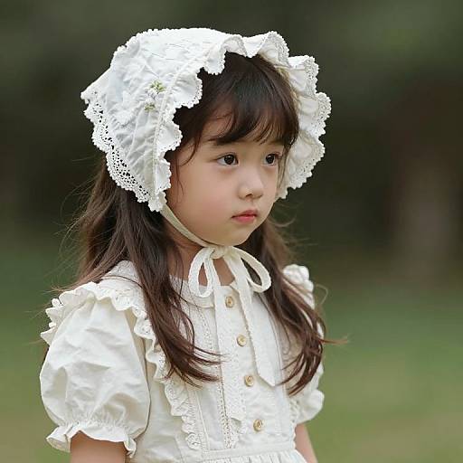 Young Girl in Bonnet and Dress