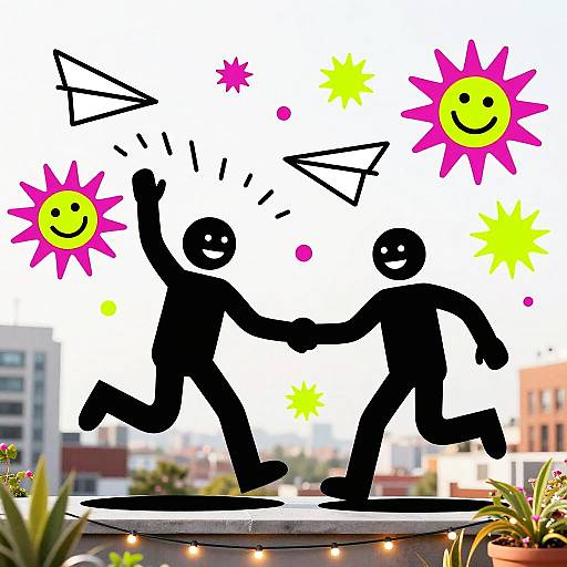 Joyful Pop-Art Rooftop Celebration