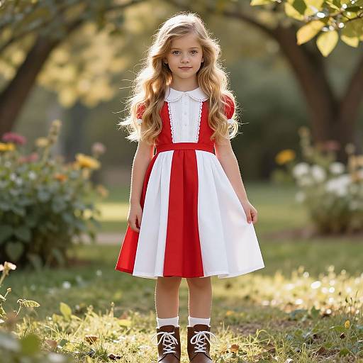 Elegant Blonde Girl in Sunlit Garden