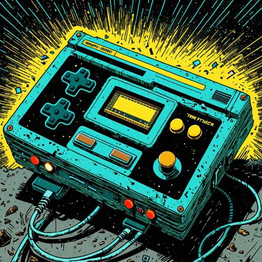 Retro Game Console with Glitching Pixels