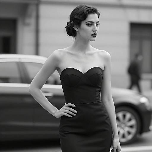 Elegant Woman in Black and White Portrait