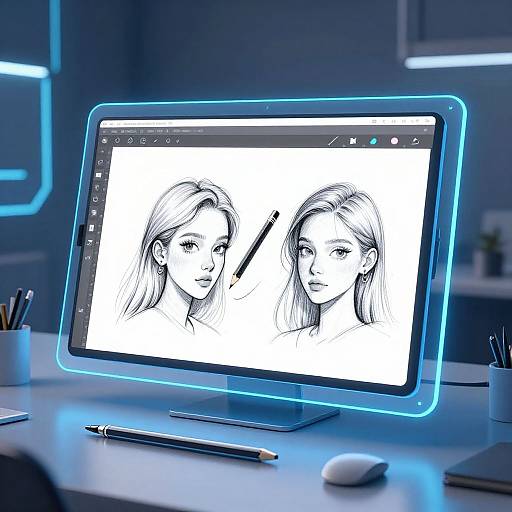 Futuristic AI Pencil Drawing Interface