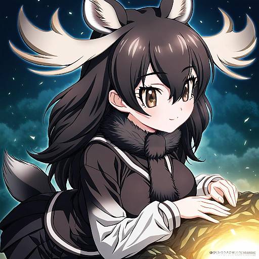 Illustration of Moose (kemono friends), kemono friends in the style of Ishihara masumi
