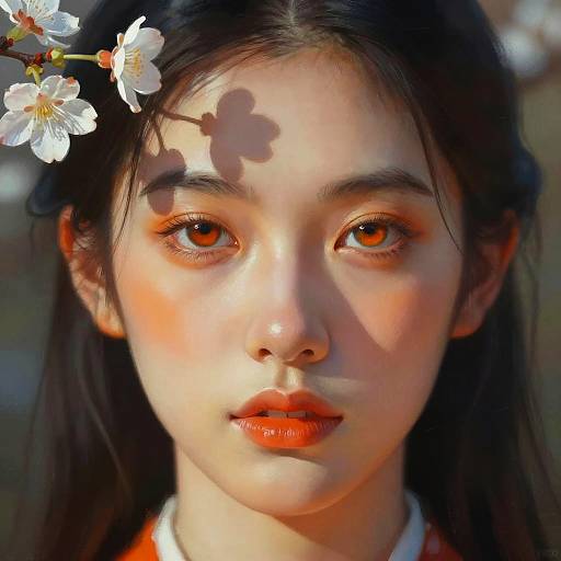 Striking Amber Eyes and Vibrant Contrast