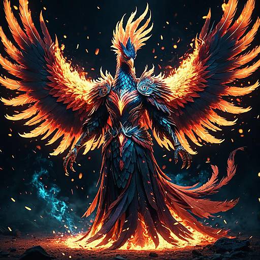 Mystical Phoenix Portrait with Radiant Feathers