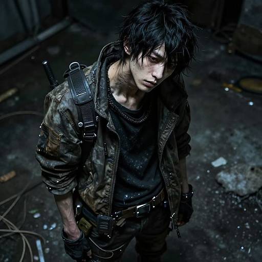 Cyberpunk Young Male in Futuristic Urban Outfit