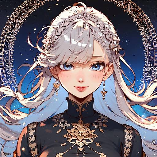 Moonlit Fashion Portrait Pink-Haired Muse