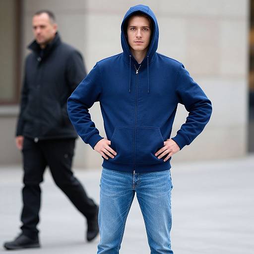 Man in Blue Jeans with Hoodie