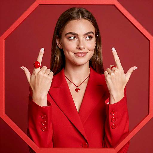 Elegant Woman in Red Blazer Portrait