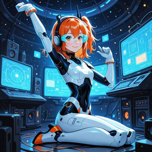 Cosmic Android with Orange Hair and Headset