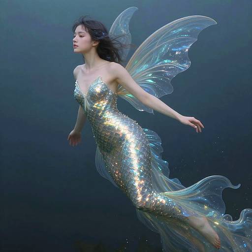 Realistic Water Nymph with Shimmering Scales