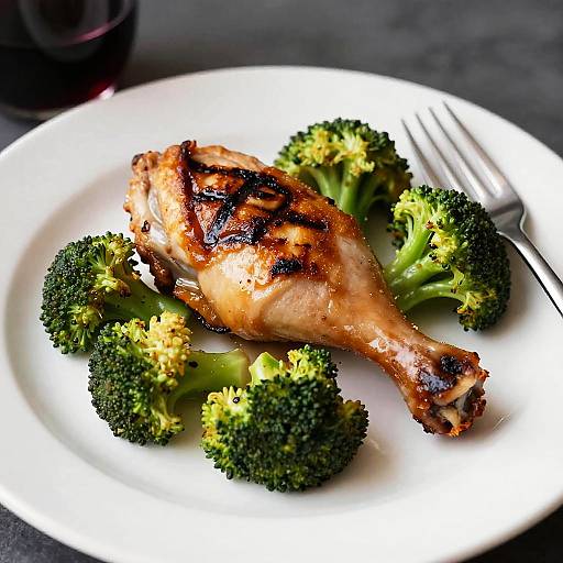 Grilled Chicken Drumsticks with Broccoli