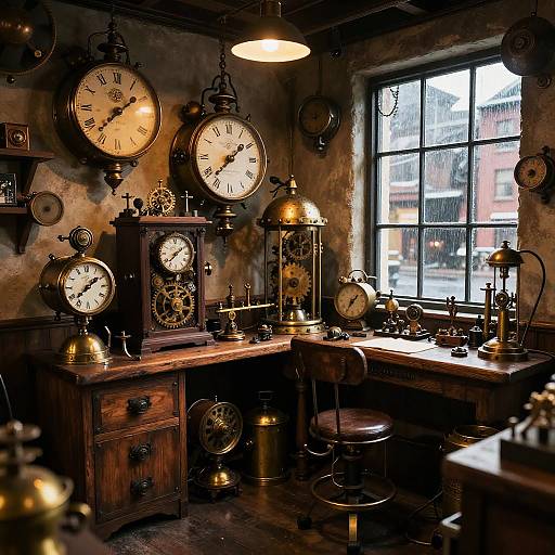 Cozy Steampunk Workshop Scene