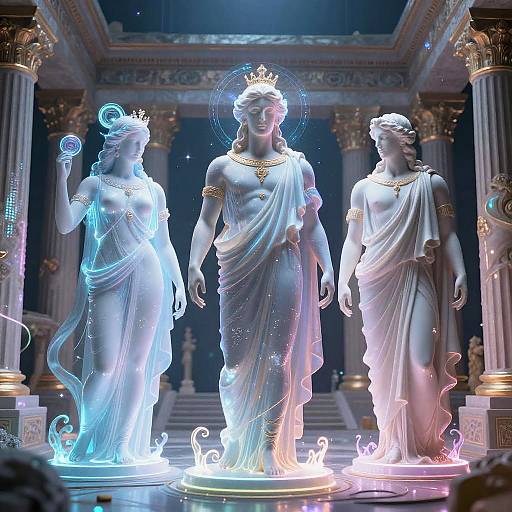 Surreal AI Greek Gods in Futuristic Realm