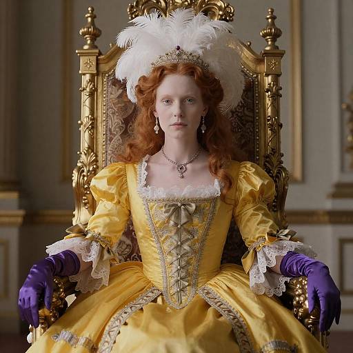 Portrait of Red-Haired Noblewoman on Throne