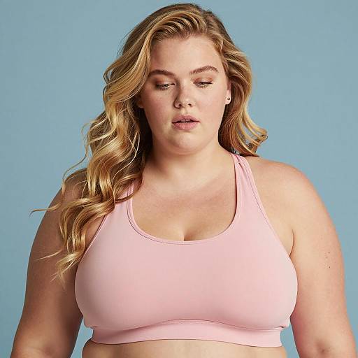 Plus-sized Woman in Pink Sports Bra