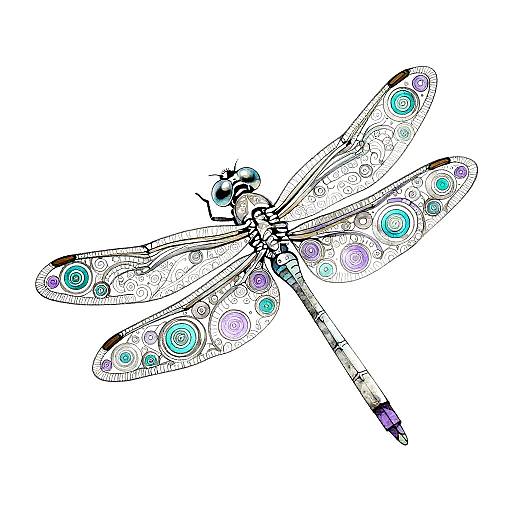 Intricate Dragonfly Silhouette Illustration