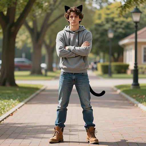 Photorealistic Chat Noir Costume Portrait