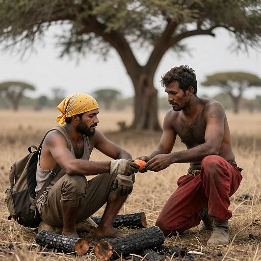 Intense Moment in a Grassy Field
