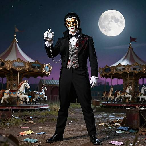 Carnival Ringleader Under Full Moon