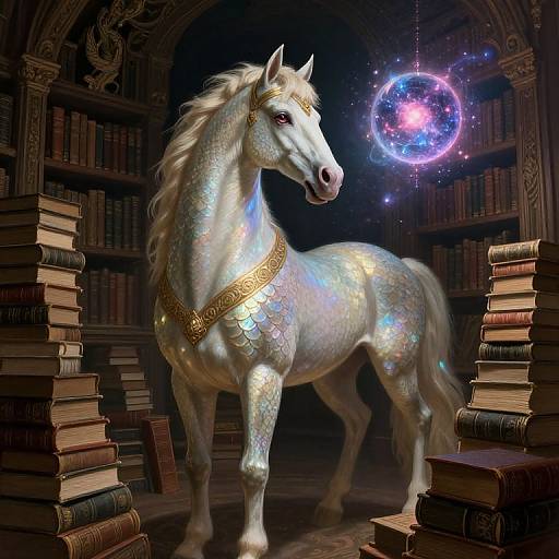 Regal Centaur in Enchanted Library