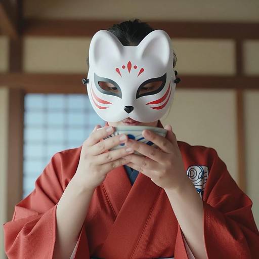 Mystical Fox Mask in Traditional Setting