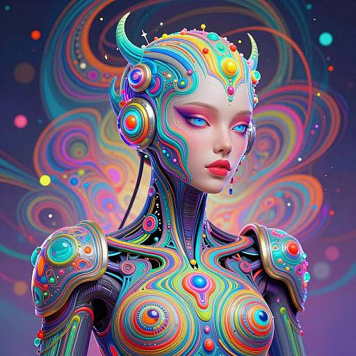 Psychedelic Cybernetic Non-Binary Portrait