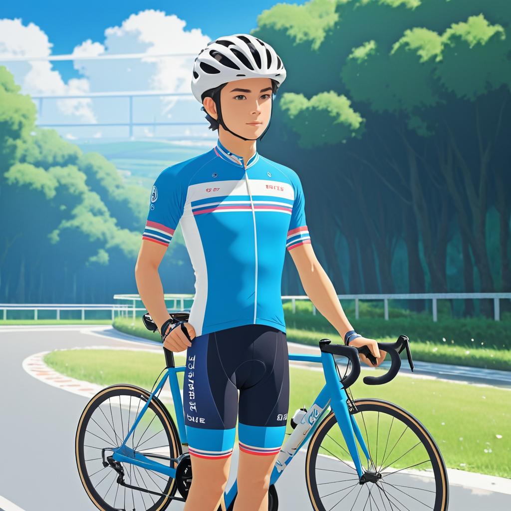 Anime Cyclist in Nostalgic Style