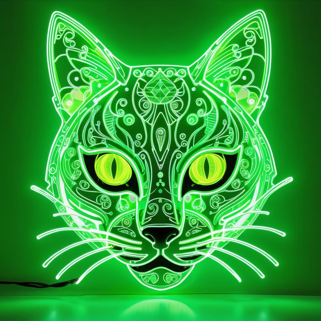 Vibrant Robotic Cat with Glowing Features