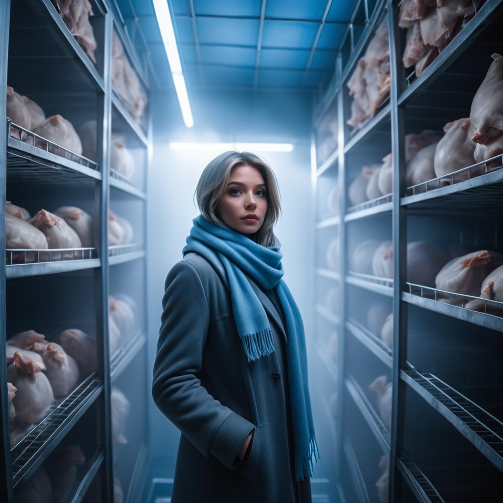 Cinematic Portrait in a Meat Freezer