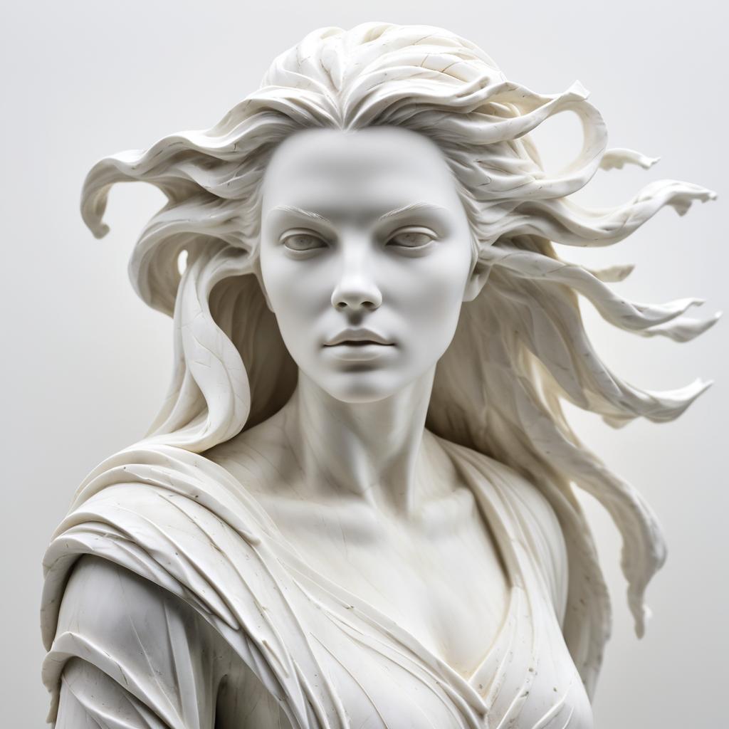 Surreal Alabaster Woman Sculpture Artwork