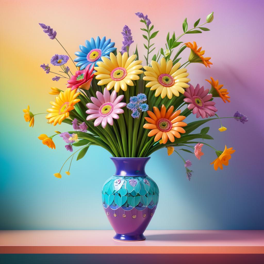 Whimsical Modern Flower Vase Still Life