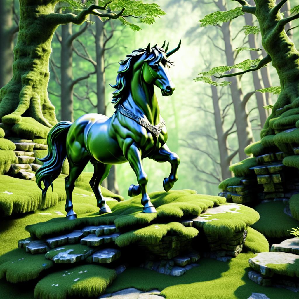 Mossy Stone Centaur in Ancient Forest