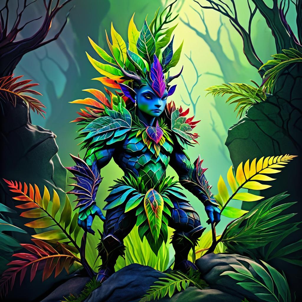 Vibrant Plant-Based Creature in Fantasy Landscape