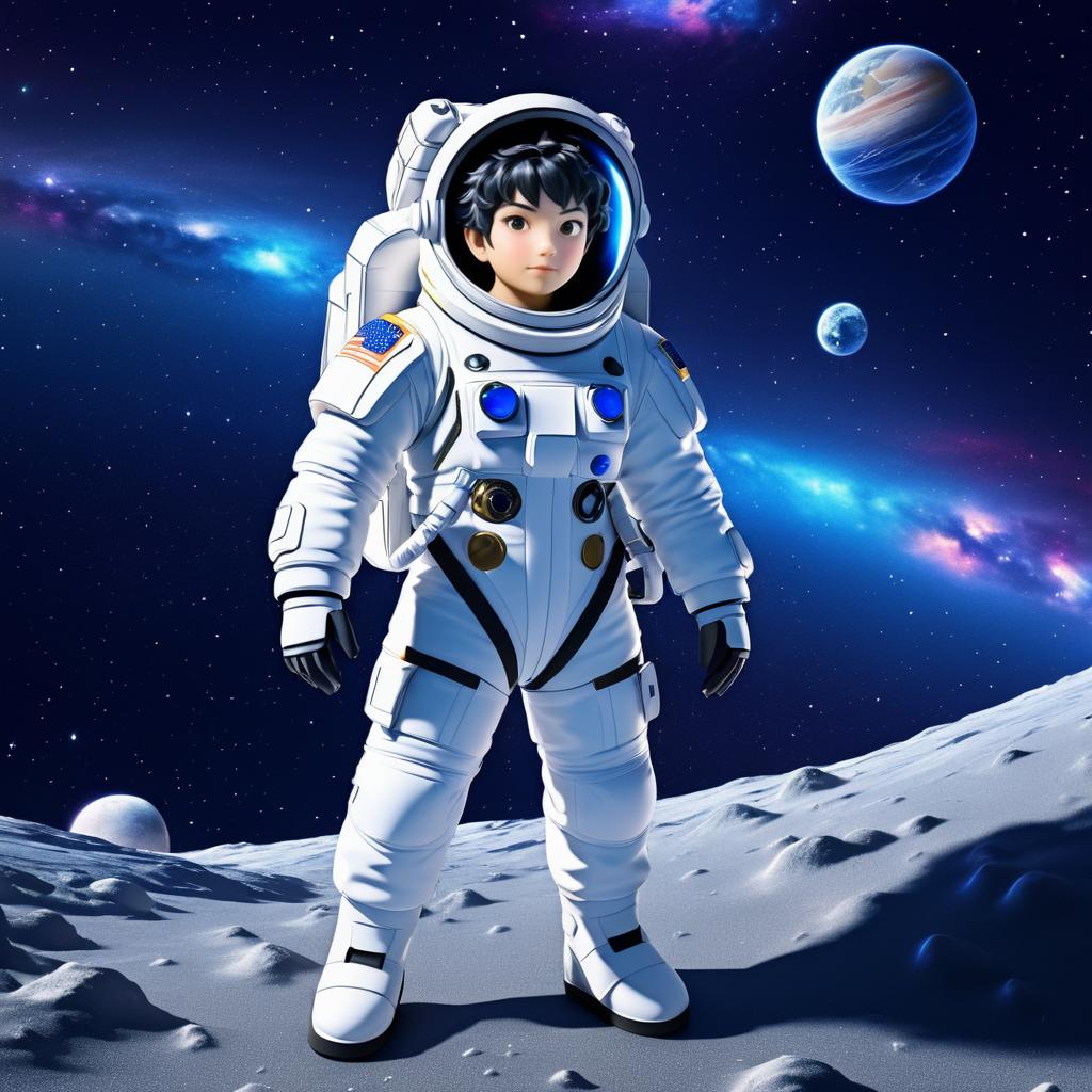 Heroic Space Explorer in Manga Style