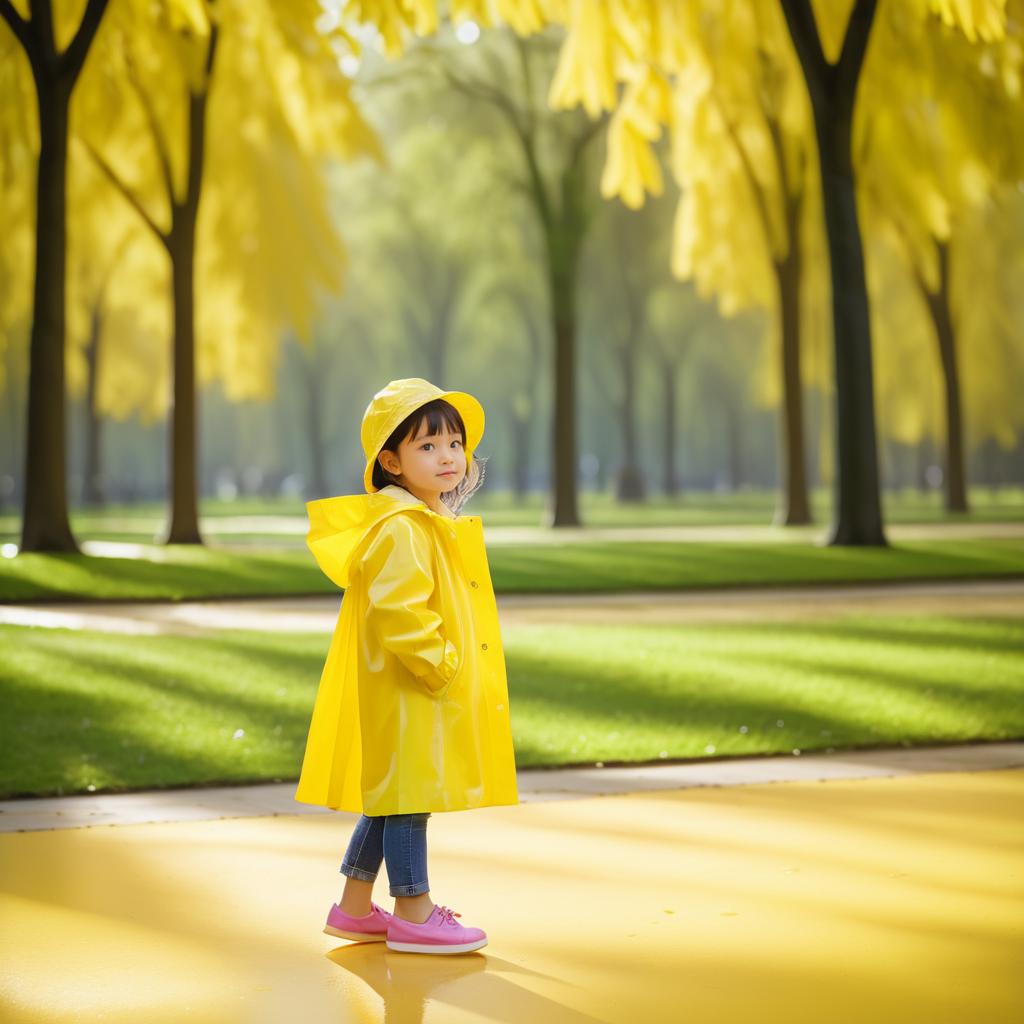 Bright Rainy Day Child in Yellow