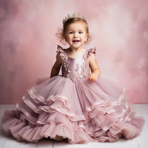 Smiling toddler girl in pink princess dress